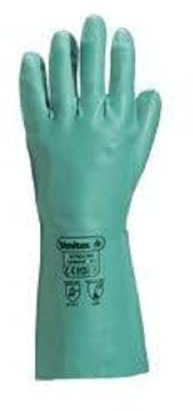 Delta Plus VE802VE Green Nitrile Work Safety Gloves With Cotton Flock Lining - Size 8.5