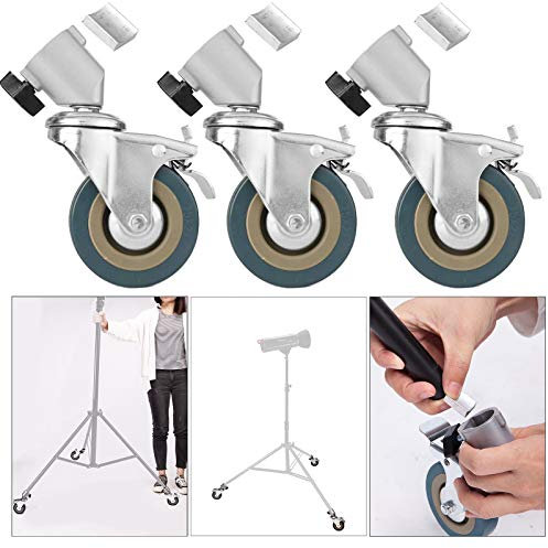 Photo Studio Tripod Easy Swivel Caster Wheel For Light Stands & Studio Boom For Leg Diameter 22mm Only, 3Packs