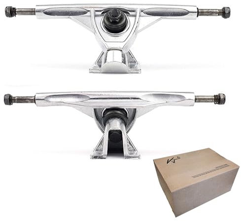 VJ Longboard Skateboard Trucks, 7inch 178mm, 50º Bases, Reverse Kingpin for Downhill, Pintail and Freeride (Set of 2), Silver…