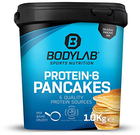 Bodylab24 Protein Pancake Mix Protein-6 Pancakes Vanille 1kg, poudre pour crêpes avec presque 60% de protéines, poudre de protéines multicomposantes