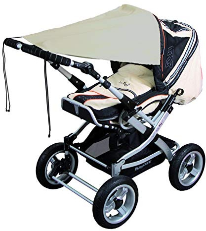 sunnybaby 11172 - Universal Sonnensegel für Kinderwagen & Sportwagen | höchster UV Schutz UPF 50+ | verstellbar | Markisen-Rollofunktion - Farbe: SAND | Qualität: MADE in GERMANY