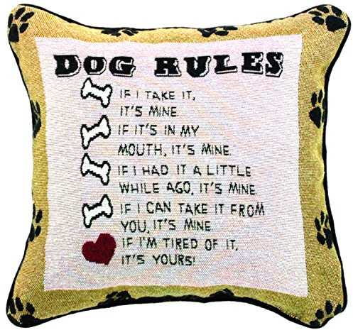 Manual Dog Rules Pillow, 12-1/2-Inch Square