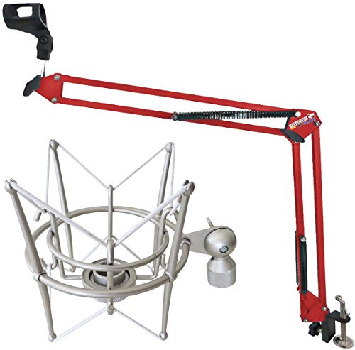 keepdrum NB35 RD Rot Gelenkarm Mikrofonstativ + MS089SV Mikrofon Spinne Silber für G-Track