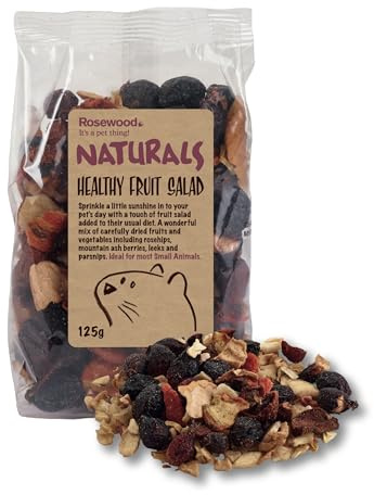 Rosewood Naturals Healthy Fruit Salad, Small Animal Treats for Rabbits, Guinea Pigs, Chinchillas, Hamsters, Gerbils, Mice and Rats, 125g