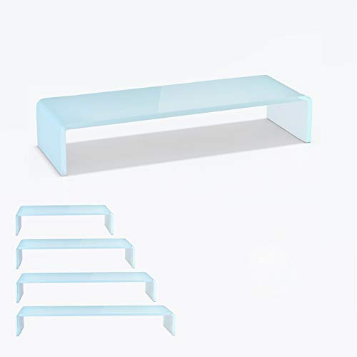 bijon TV Aufsatz Glas Bildschirm-Erhöhung | PC Monitor-Erhöhung, Schreibtisch-Aufsatz für Laptop Erhöhung, Monitor-Erhöhung | (B/T/H) 800x300x130mm - weiß
