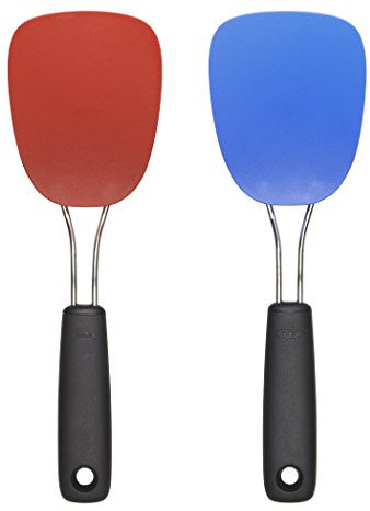 OXO Good Grips Pfannenwender, Nylon, flexibel, Rot/Blau, 2-teilig