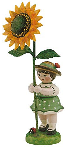 Hubrig Volkskunst Blumenmädchen mit Sonnenblume - Höhe 11 cm - Gelb - Eisen - Blumenmädchen-Skulptur
