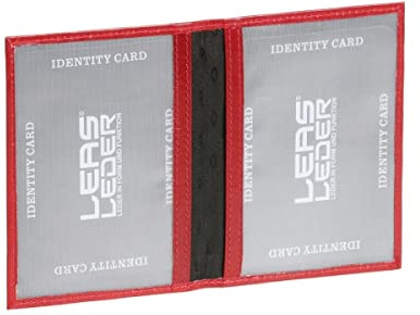 LEAS Ausweismappe- & -hülle mit 2 Sichtfenstern Echt-Leder, rot/Cherry Card-Collection