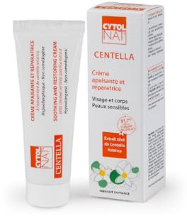 CYTOLNAT - Centella Crème Apaisante et Réparatrice - Hydrate, Répare, Apaise, Réduit les Rougeurs et les Irritations - Peaux Sensibles et Fragilisées - Visage et Corps - Formule Naturelle - 50 ml
