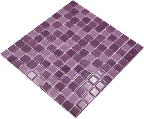 Piastrelle a mosaico, traslucide, in vetro di colore viola, per pareti, bagno, doccia, cucina, specchio, rivestimento, vasca da bagno, mosaico