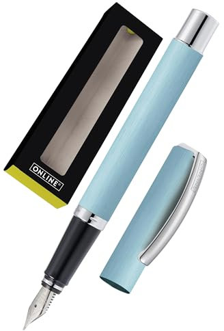 ONLINE Füller Vision Türkis I Eleganter Füllfederhalter mit Iridium-Feder medium I Füllhalter aus Aluminium für Standard-Tintenpatronen & Konverter I in Geschenkbox
