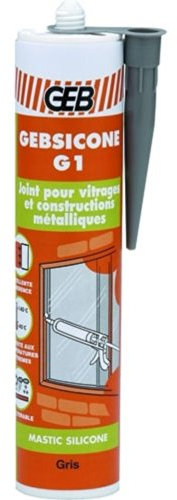 GEB Gebsicone G1 Mastic silicone pour vitrages et constructions métalliques. Excellent adhérence, résiste aux températures extrêmes et aux UV. 310ml - Gris