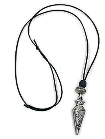 Gallay Collier spitze Tüte altsilber schwarze Oberfläche matt 90 cm
