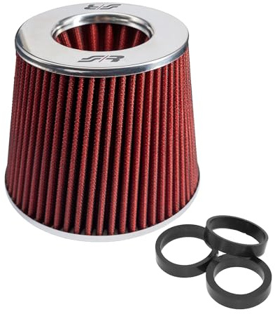 Simoni Racing FSR/UA Filtro Aria Biconico Elicoidale Universale, Cotone Rosso