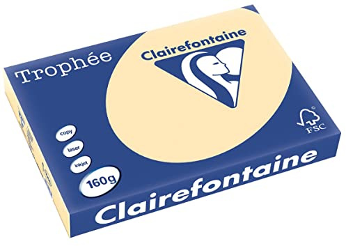 Clairefontaine 1066C - Ries mit 250 Blatt Druckerpapier / Kopierpapier Trophée, DIN A3 (29,7x42 cm), 160g, Gämse Pastellfarbe, 1 Ries