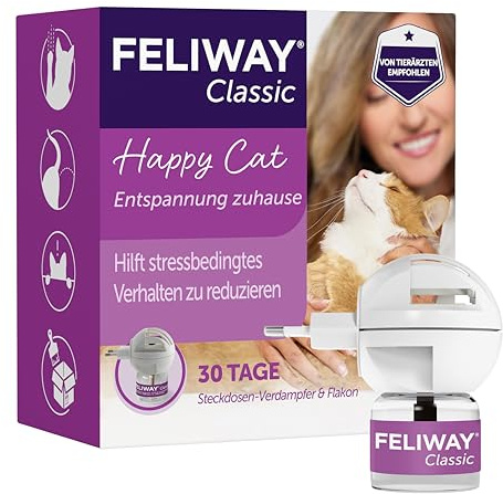 FELIWAY Classic 30 Tage Pheromon Verdampfer Start-Set, 48ml - Hilft Anzeichen von Stress bei Katzen und Kitten zu reduzieren, von Tierärzten empfohlen, klinisch getestet