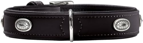 HUNTER SOFTIE STONE Hundehalsband, Kunstleder, mit Applikationen, pflegeleicht, 60 (M-L), schwarz