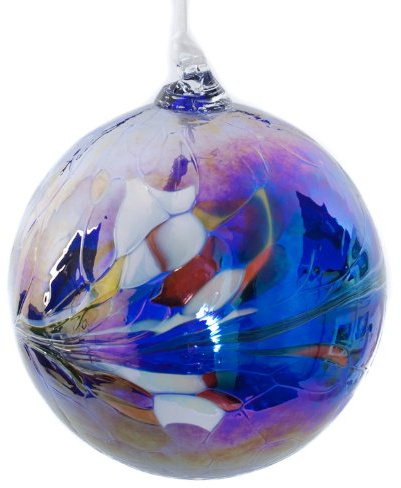 Large Blue Handmade Recycled Glass Friendship Ornamental Globe Ball Bauble
