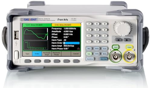 SIGLENT Serie SDG2000X Función/Generador de Forma de Onda Arbitraria, 2 Canal, 80 MHz Frecuencia de Salida Máxima, 8 pts-8 Mpts Longitud de Onda