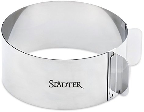 Städter Tortenring rund verstellbar Backform, Metall, Silber, 15-30 x 9 cm