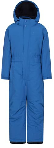 Mountain Warehouse Cloud Kids Snowsuit - Waterproof, Adjustable, One Piece Jumpsuit, Fleece Lining, Girls & Boys - Ski, Winter Cobalt Kids Size 3-4 Years