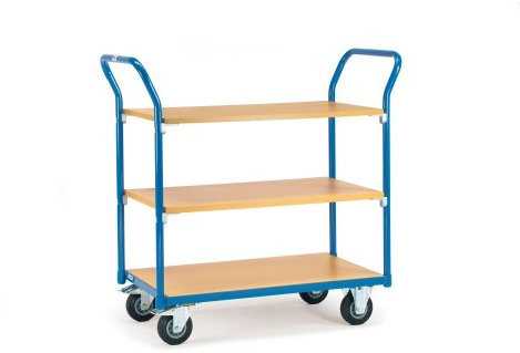 Fetra Transportgeräte mtped3p Wagen mit Tablett 3 Bücherregal, 1000 mm x 600 mm Plattform