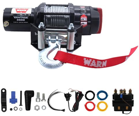 WARN ProVantage 3500 12V Electric Winch for ATV UTV Side-by-Side - 3500 lb Pulling Capacity, 50 Ft Steel Wire Cable, Roller Fairlead, Fully Weather-Sealed, Planetary Gear, Remote (108216)