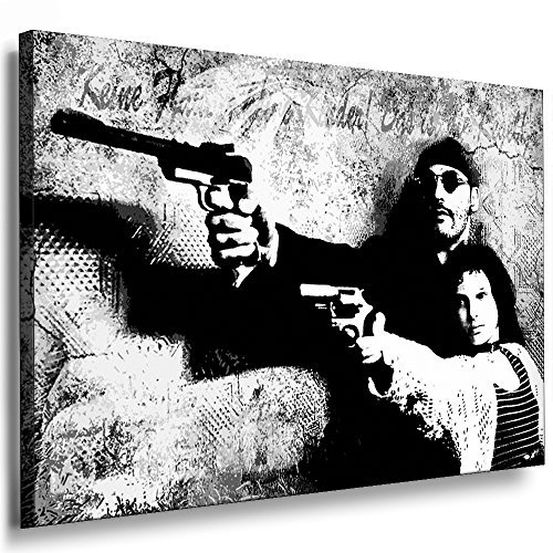 Fotoleinwand24 Bild auf Keilrahmen - Leon Der Profi AA0164 / Schwarz-Weiß / 60x40 cm