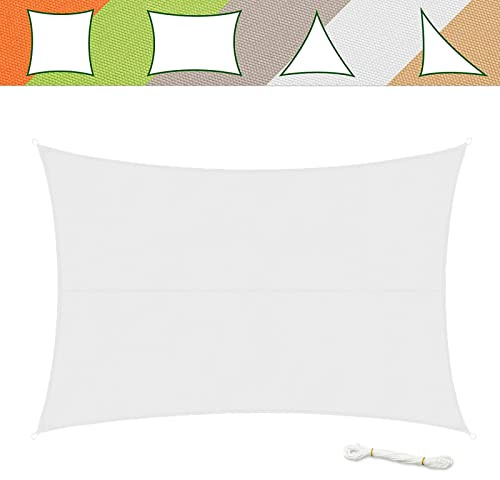 casa pura Sonnensegel 5 x 7 m, Weiß - inkl. Befestigungsmaterial - Rechteck - Reißfestes Polyester-Gewebe - Wasserabweisend imprägniert - Sonnenschutz