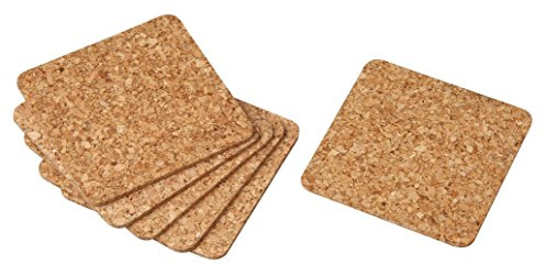 Fackelmann Raclette-/Glasuntersetzer, Tassenuntersetzer aus Naturkork, wasserabweisende Tischuntersetzer (Farbe: Braun), Menge: 6 Stück
