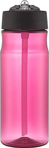 Thermos-Trinkflasche mit Strohhalm, 530 ml, Magenta, Plastik, Rose, 530ml