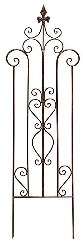 Rankhilfe Schwertlilie aus Metall in Rost Optik, 117 cm hoch, Rankgerüst, Rankgitter, Gartenstecker, Dekostecker