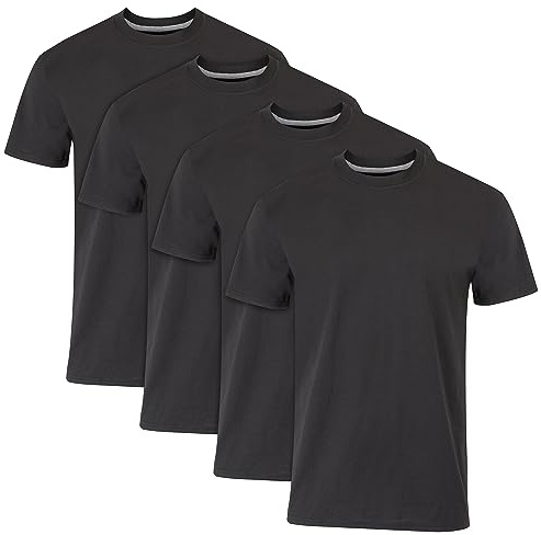 Hanes Ultimate Men's 4-Pack FreshIQ Slim Fit Crew T-Shirt, Black, Large