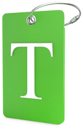Shacke Luggage Tag Initial – Fully Bendable Tag w/Stainless Steel Loop (Letter T)