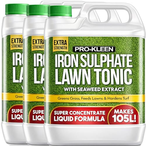 Pro-Kleen Lawn Tonic Liquid Iron Sulphate Ferrous Lawn Conditioner, Fertiliser, Grass Greener and Turf Hardener | Long-Lasting for a Healthier Garden | Helps to Prevent Disease (3 x 5 Litres)