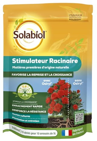 SOLABIOL Stimulateur Racinaire Osiryl - Jusqu'à 50L - 100ml | Tous Types de Végétaux - Plantation & Entretien - Favorise Croissance - Utilisable en Agriculture Biologique - SOSIRYL100N
