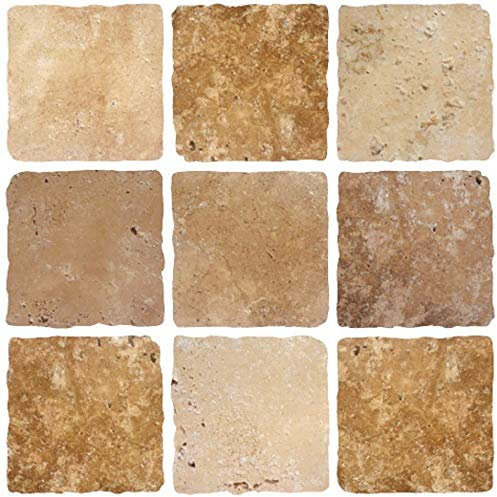 Confezione da 10 adesivi per piastrelle, marrone crema effetto mosaico, per bagno e cucina, da parete, dimensioni 14,9 cm x 14,9 cm