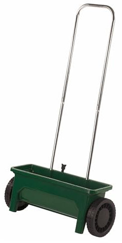 Toolland Épandeur Gazon, epandeur Engrais Gazon, semoir à graines, epandeur terrau, épandeurs d' Engrais et de fertilisant, epandeur a sel, débit réglable, matériau 0-8 mm, 12 L, Vert