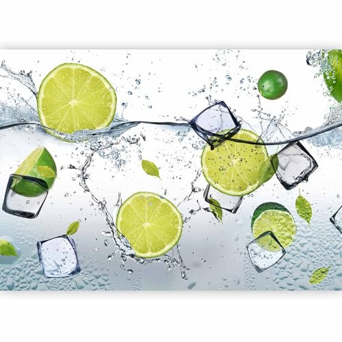 murando - Vlies Fototapete Küche 350x256cm Foto tapete Schlafzimmer Wohnzimmer Vliestapete XXL Wandtapete Motivtapeten 3d Effekt Wand Dekoration - Obst Limone Zitrone grün weiß Wasser Eis 10110908-3