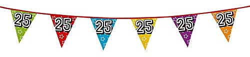Boland - Holografische Wimpelkette Zahl, 1 Stück, Länge 800 cm, Fahnenkette, Sterne, Hängedekoration, Mehrfarbig, Girlande, Mottoparty, Geburtstag, Jubiläum, Kindergarten