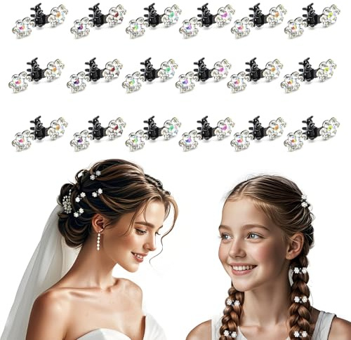 Kleine Haarspangen Damen Mädchen, 18 Stück Strass Elegant Blume Haarclips Haarklammern Friseurbedarf Hochzeit Party Abschlussball
