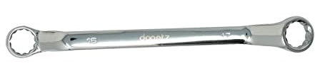 Dapetz ® 16mm - 17mm deep Offset Bi-hex swan Neck Ring Spanner or Wrench, Metric Polished Comes with a sourcing map Double Box End Wrench Chrome Thin Profile and Made of Chrome Vanadium Steel
