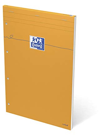 Oxford 100106284 Notizblock - Everyday A4+ gelocht, kariert mit Rahmen, 80 Blatt, /m², 5-er Pack, orange