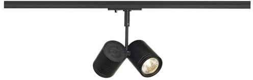 SLV BIMA 2 spot per binario monofase ad alta tensione, biemissione, QPAR51, nero, max. 50W, incl. adattatore monofase