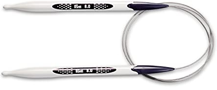 PRYM Rundstricknadel, ergonomisches Design/Nadeln, Kunststoff, Mehrfarbig, 8 mm, 80 cm, Alabasterweiß