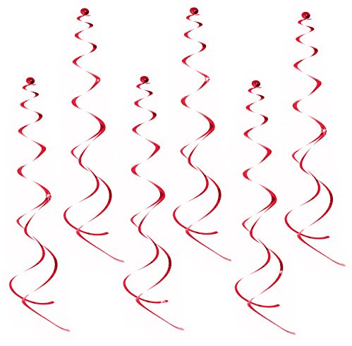 Oblique Unique® Deckenhänger 6 Stück Spiral Girlanden - Farbe wählbar (Rot)