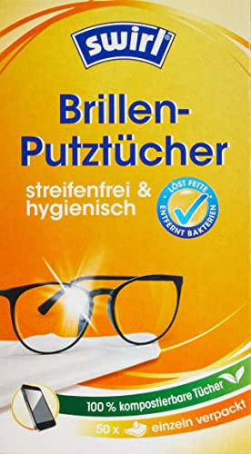 Swirl Brillen-Putztücher 50x (50 Feuchte Brillenreinigungstücher mit Anti-Beschlag-Effekt für klare Sicht), 1 Packung