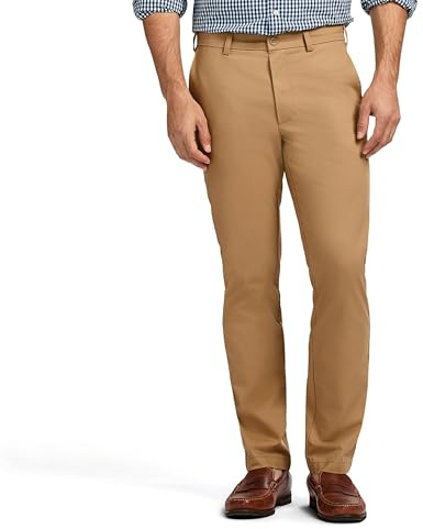 IZOD Men's American Chino Flat-Front Straight-Fit Pants, Khaki, 32W x 30L