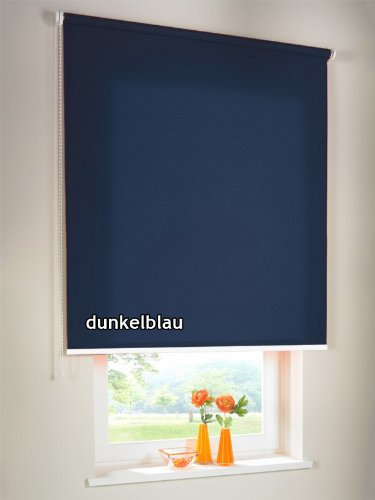 Sichtschutzrollo Seitenzugrollo Kettenzugrollo Rollo Sichtschutz 252 x 200 cm / 252x200 cm dunkelblau - Bedienseite links