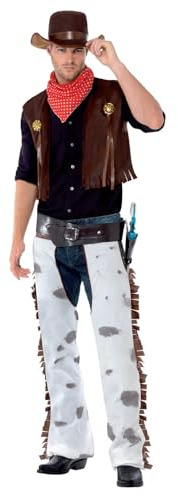 Smiffys Costume de cowboy, marron, avec gilet, pantalon, écharpe et chapeau Halloween